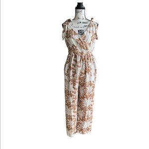 American Eagle Outfitters Tie Strap Print Mix Jumpsuit w/pockets